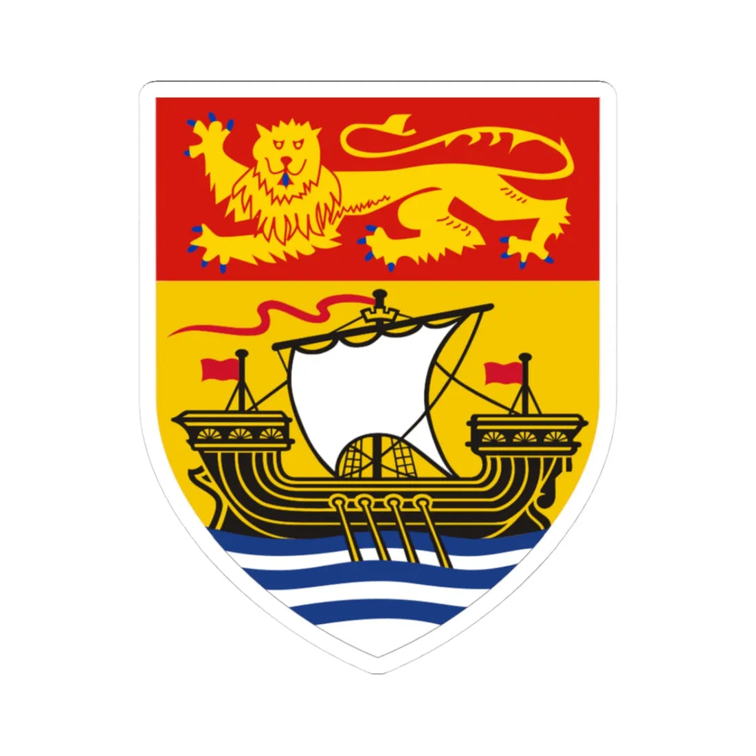 Arms of New Brunswick (Canada) (Coat of Arms) STICKER Vinyl Kiss-Cut Decal 3 Inch White - The Sticker Space