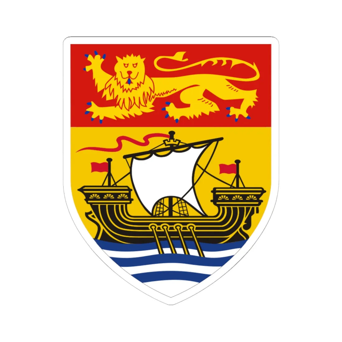 Arms of New Brunswick (Canada) (Coat of Arms) STICKER Vinyl Kiss-Cut Decal 6 Inch White - The Sticker Space
