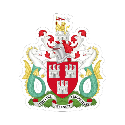 Arms of Newcastle upon Tyne City Council (England) (Coat of Arms) STICKER Vinyl Kiss-Cut Decal 4 Inch White - The Sticker Space