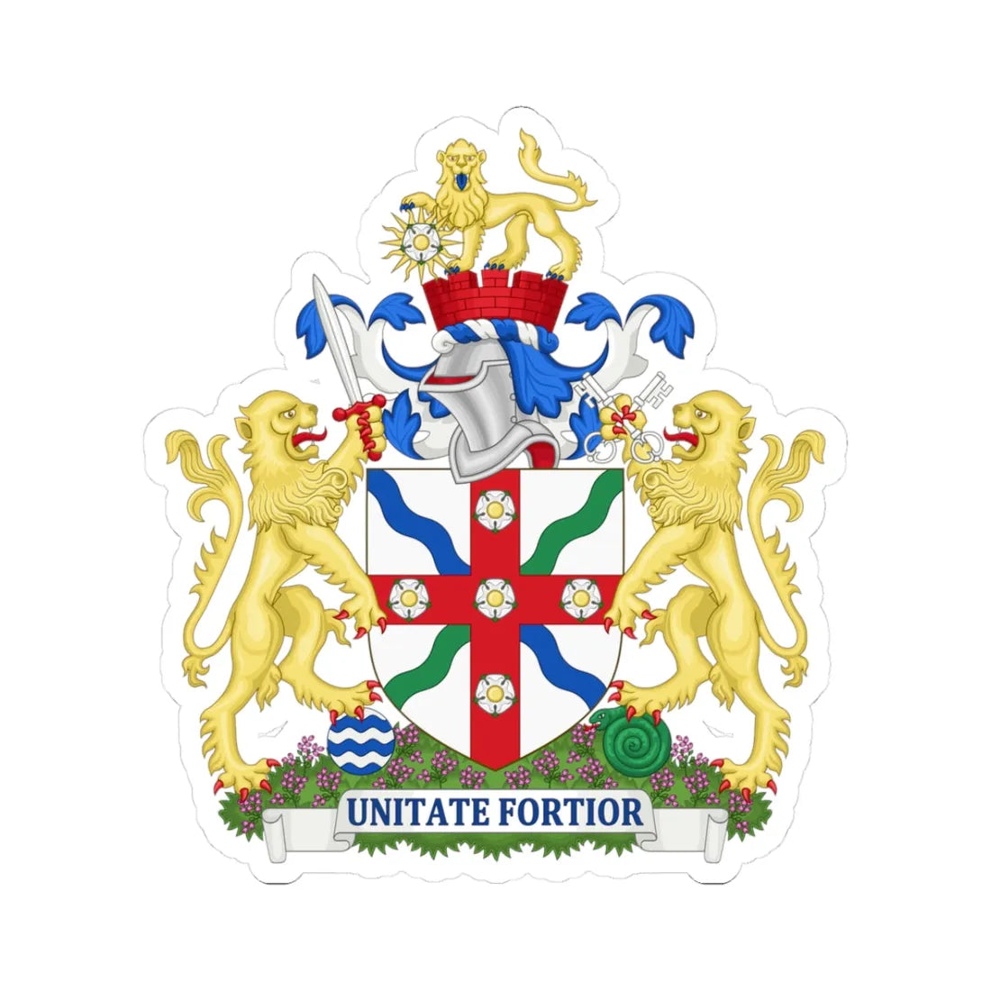 Arms of North Yorkshire County Council (England) (Coat of Arms) STICKER Vinyl Kiss-Cut Decal 3 Inch White - The Sticker Space