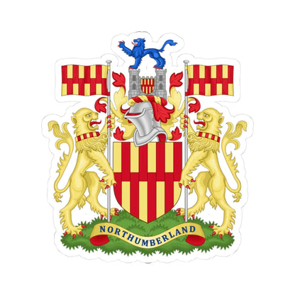 Arms of Northumberland County Council (England) (Coat of Arms) STICKER Vinyl Kiss-Cut Decal 3 Inch White - The Sticker Space