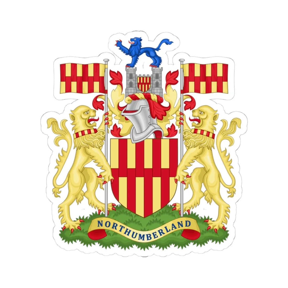 Arms of Northumberland County Council (England) (Coat of Arms) STICKER Vinyl Kiss-Cut Decal 4 Inch White - The Sticker Space