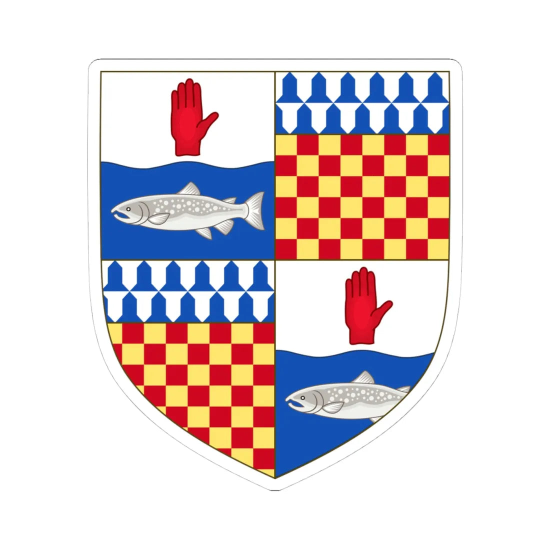 Arms of ONeill Baron ONeill (Ireland) (Coat of Arms) STICKER Vinyl Kiss-Cut Decal 4 Inch White - The Sticker Space