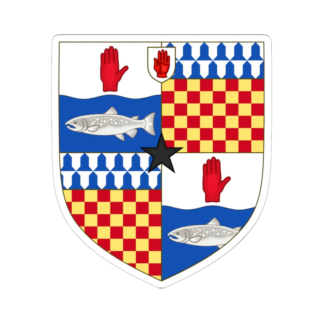 Arms of ONeill Baron Rathcavan (Ireland) (Coat of Arms) STICKER Vinyl Kiss-Cut Decal 6 Inch White - The Sticker Space