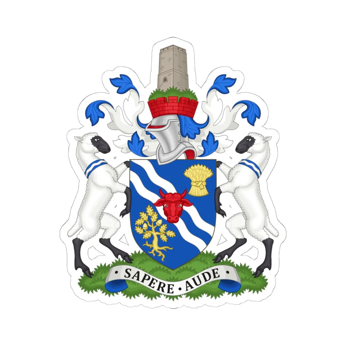 Arms of Oxfordshire County Council 1949-1976 (England) (Coat of Arms) STICKER Vinyl Kiss-Cut Decal 6 Inch White - The Sticker Space