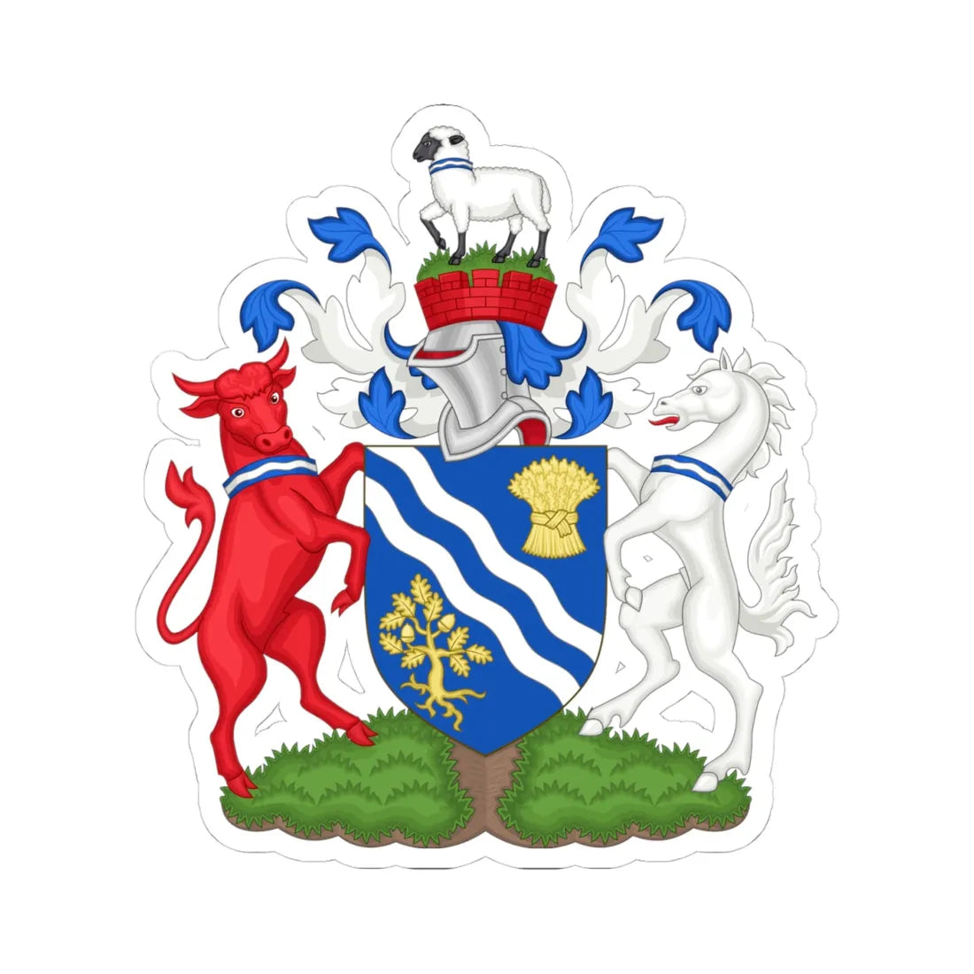 Arms of Oxfordshire County Council (England) (Coat of Arms) STICKER Vinyl Kiss-Cut Decal 4 Inch White - The Sticker Space