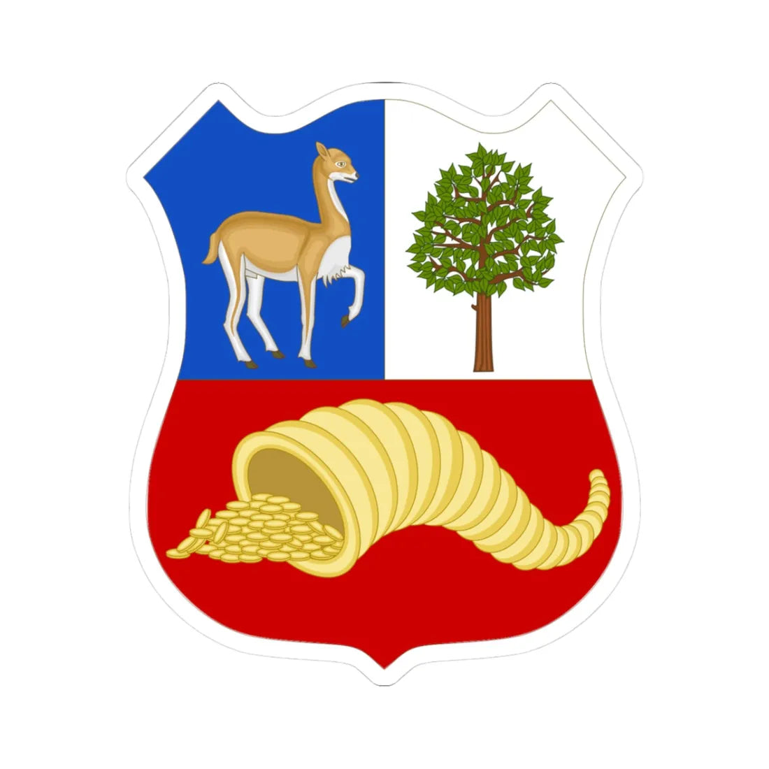 Arms of Perú (Peru) (Coat of Arms) STICKER Vinyl Kiss-Cut Decal 3 Inch White - The Sticker Space