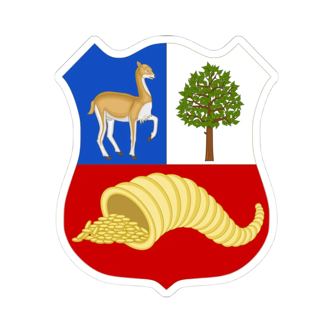 Arms of Perú (Peru) (Coat of Arms) STICKER Vinyl Kiss-Cut Decal 4 Inch White - The Sticker Space