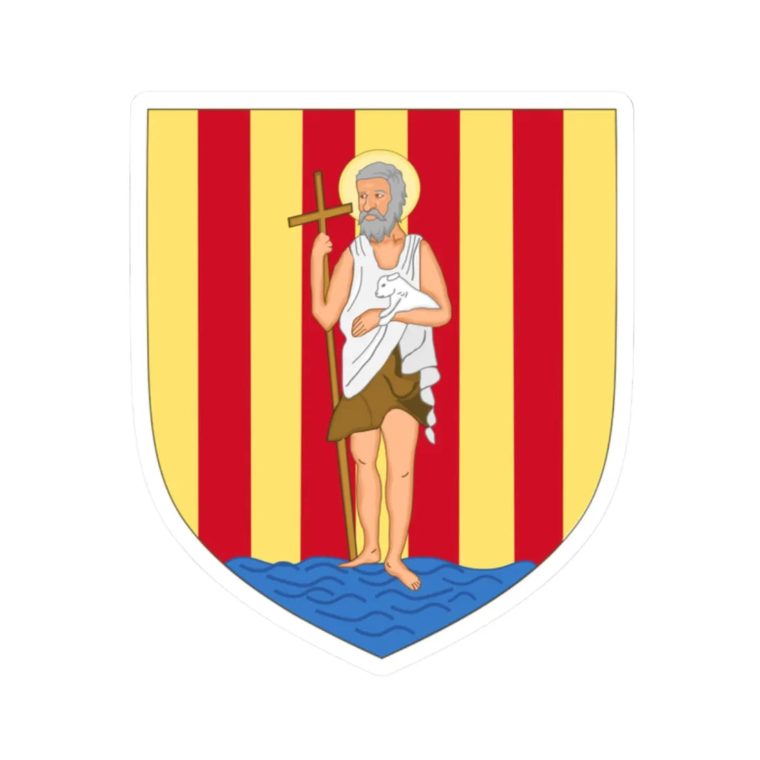 Arms of Perpignan (Spain) (Coat of Arms) STICKER Vinyl Kiss-Cut Decal 2 Inch White - The Sticker Space