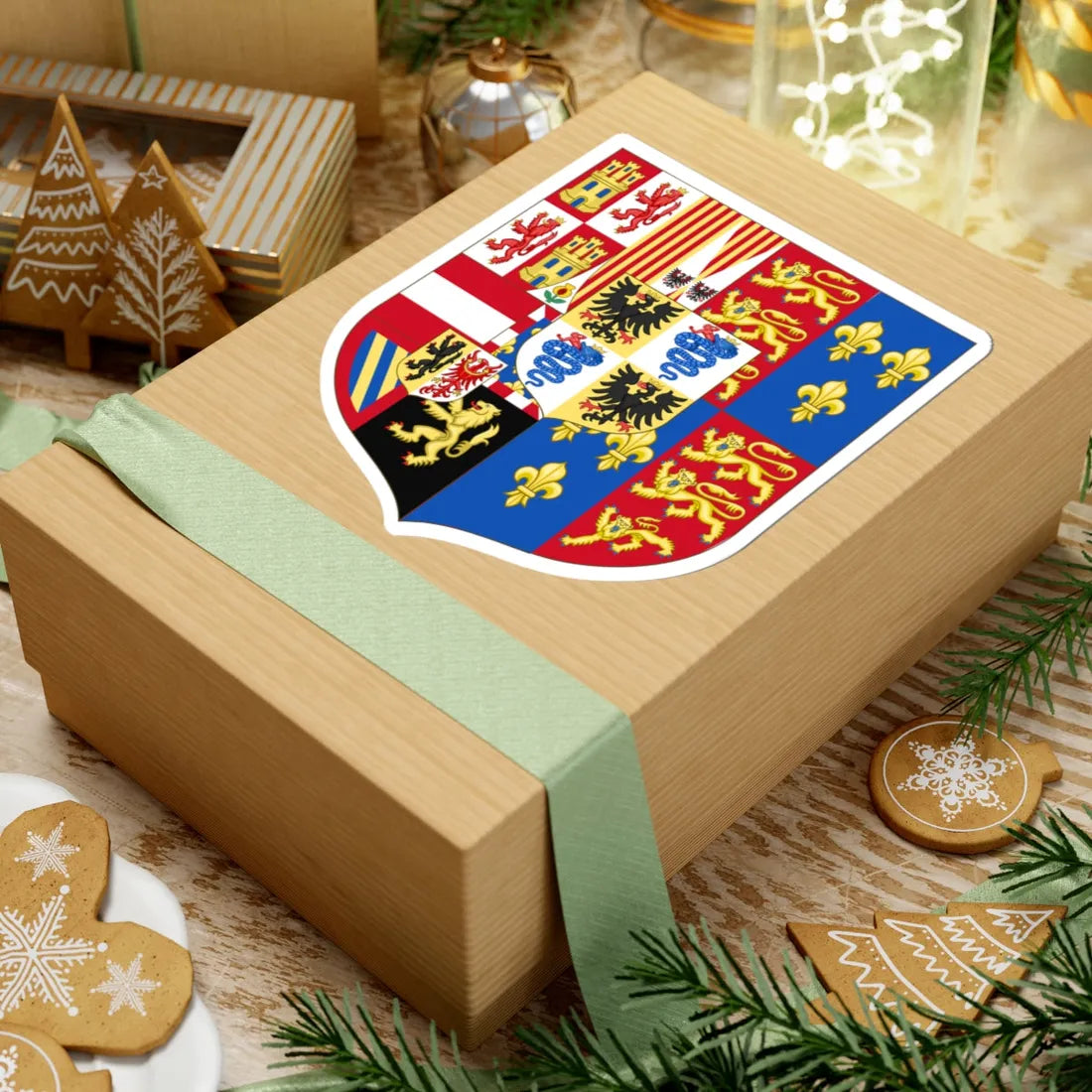 Arms of Philip II of Spain as Monarch of Milan 1554-1558 (Spain) (Coat of Arms) STICKER Vinyl Kiss-Cut Decal - The Sticker Space