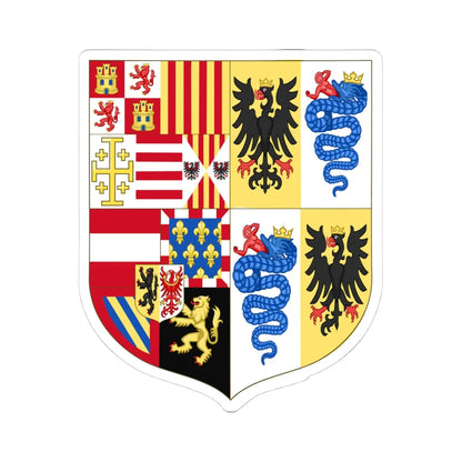 Arms of Philip II of Spain as Monarch of Milan 1558-1580 (Italy) (Coat of Arms) STICKER Vinyl Kiss-Cut Decal 4 Inch White - The Sticker Space