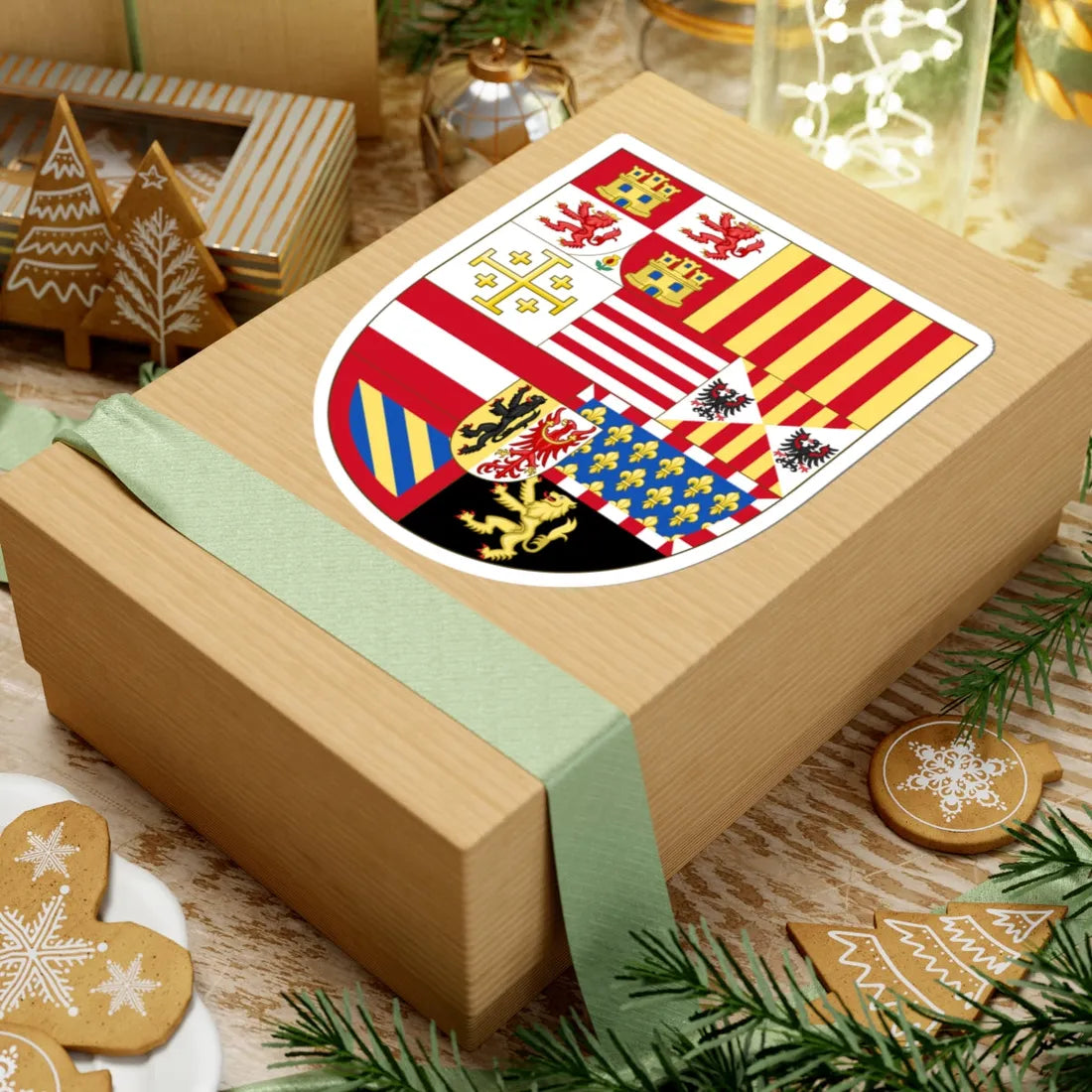 Arms of Philip II of Spain as Monarch of Naples and Sicily (Austria) (Coat of Arms) STICKER Vinyl Kiss-Cut Decal - The Sticker Space