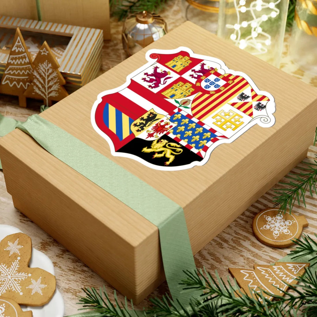 Arms of Philip III and Charles V of Naples 1650-1700 (Italy) (Coat of Arms) STICKER Vinyl Kiss-Cut Decal - The Sticker Space