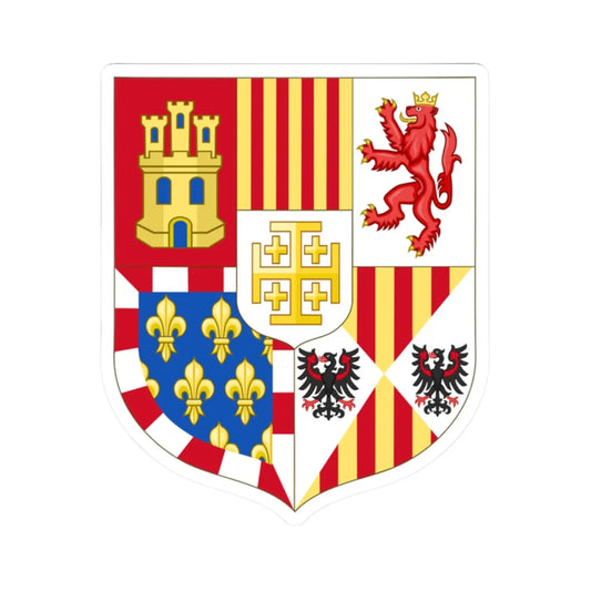 Arms of Philip V of Spain as Monarch of Naples (Spain) (Coat of Arms) STICKER Vinyl Kiss-Cut Decal 2 Inch White - The Sticker Space