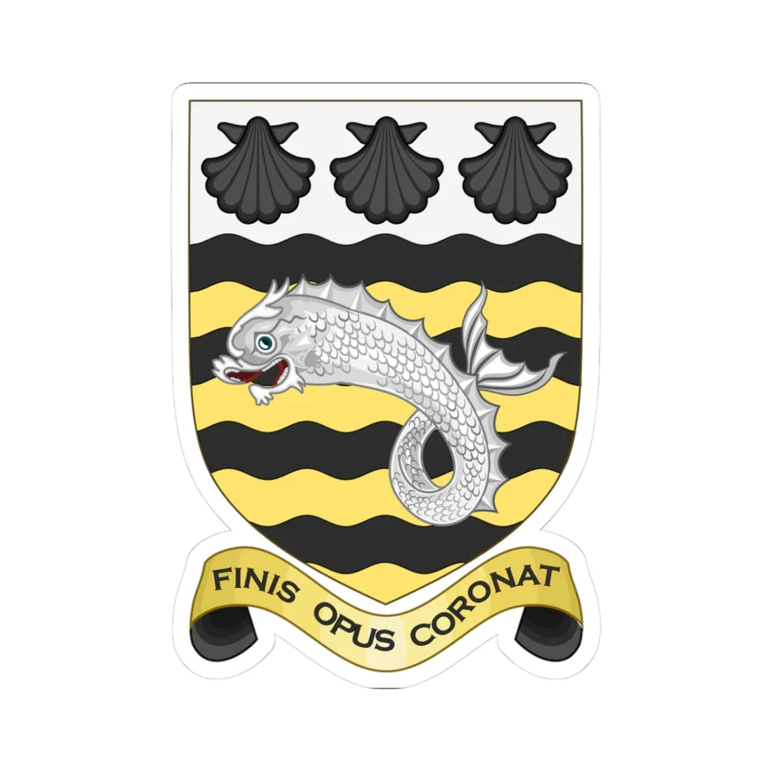 Arms of Poole as used by Poole Grammar School Poole Colours (England) (Coat of Arms) STICKER Vinyl Kiss-Cut Decal 3 Inch White - The Sticker Space