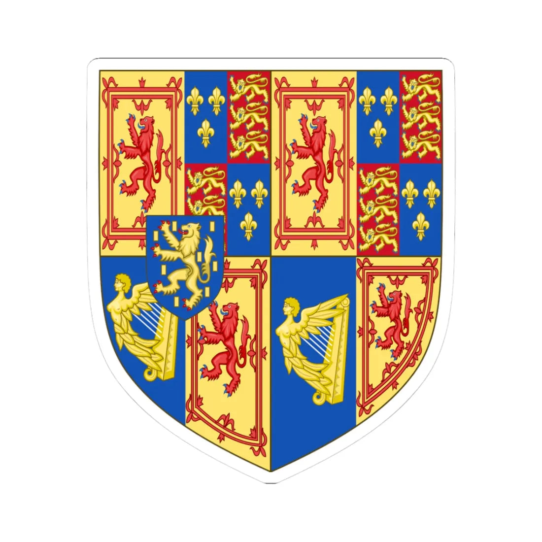 Arms of Scotland 1689-1694 (Scotland) (Coat of Arms) STICKER Vinyl Kiss-Cut Decal 3 Inch White - The Sticker Space