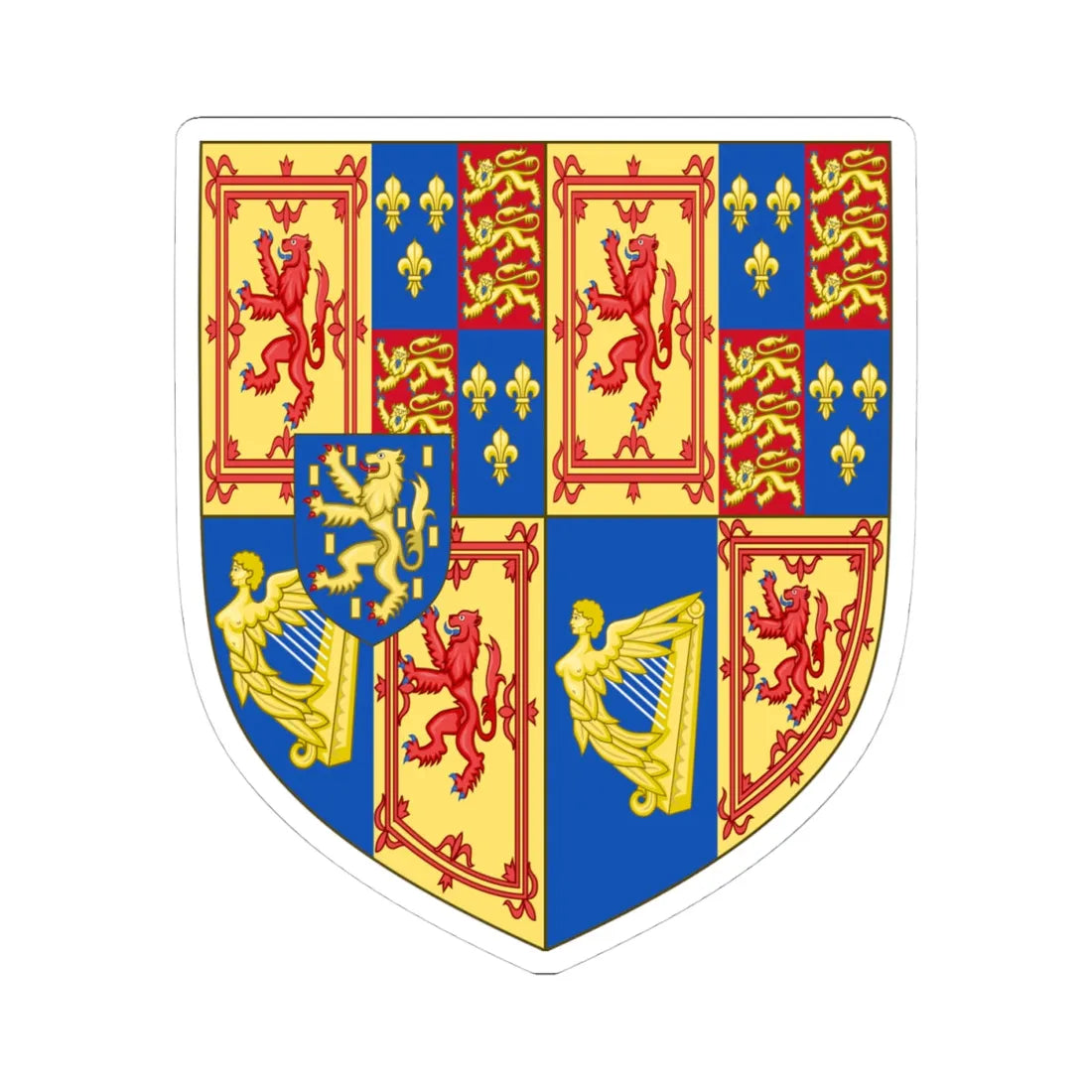 Arms of Scotland 1689-1694 (Scotland) (Coat of Arms) STICKER Vinyl Kiss-Cut Decal 4 Inch White - The Sticker Space
