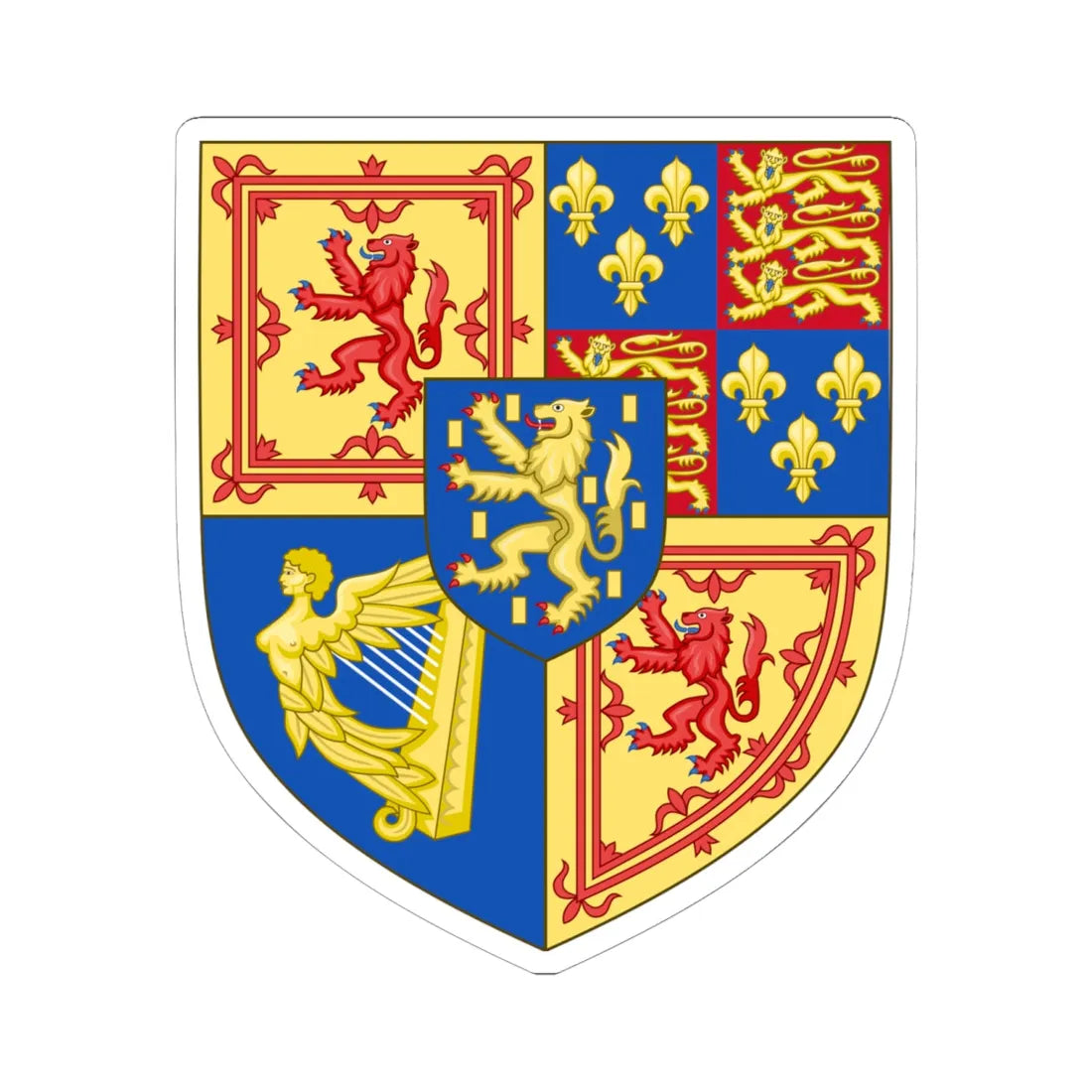 Arms of Scotland 1694-1702 (Scotland) (Coat of Arms) STICKER Vinyl Kiss-Cut Decal 6 Inch White - The Sticker Space