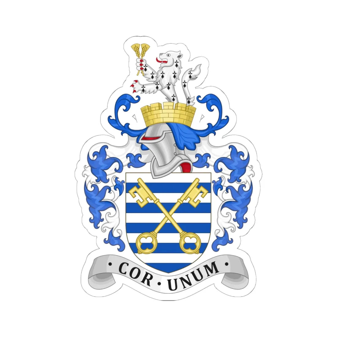 Arms of Soke of Peterborough County Council (England) (Coat of Arms) STICKER Vinyl Kiss-Cut Decal 6 Inch White - The Sticker Space