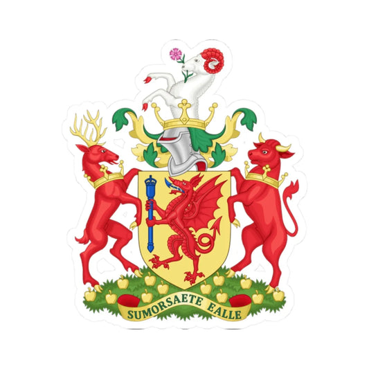Arms of Somerset County Council (England) (Coat of Arms) STICKER Vinyl Kiss-Cut Decal 2 Inch White - The Sticker Space