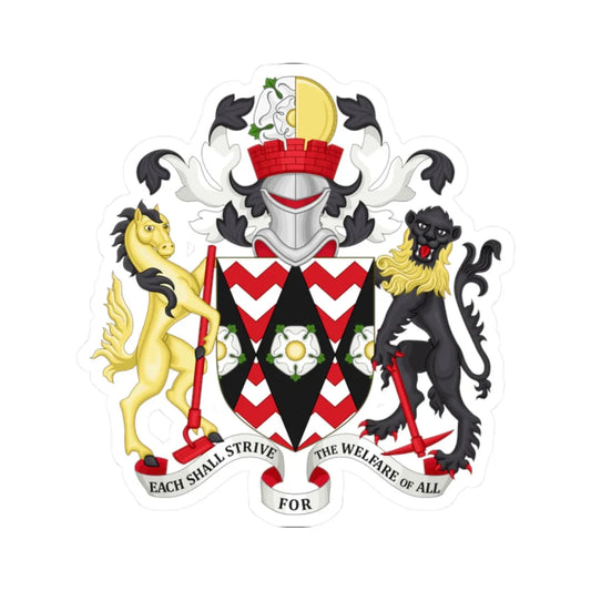 Arms of South Yorkshire Metropolitan County Council (England) (Coat of Arms) STICKER Vinyl Kiss-Cut Decal 2 Inch White - The Sticker Space