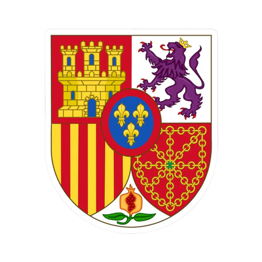 Arms of Spanish Monarch (Spain) (Coat of Arms) STICKER Vinyl Kiss-Cut Decal 2 Inch White - The Sticker Space