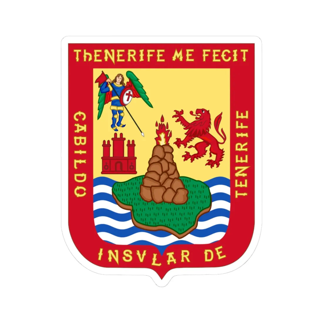 Arms of Tenerife (Spain) (Coat of Arms) STICKER Vinyl Kiss-Cut Decal 3 Inch White - The Sticker Space