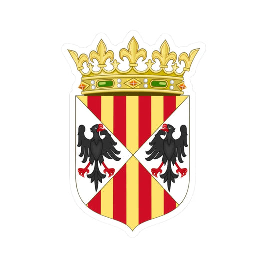 Arms of the Aragonese Kings of SicilyCrowned (Spain) (Coat of Arms) STICKER Vinyl Kiss-Cut Decal 2 Inch White - The Sticker Space