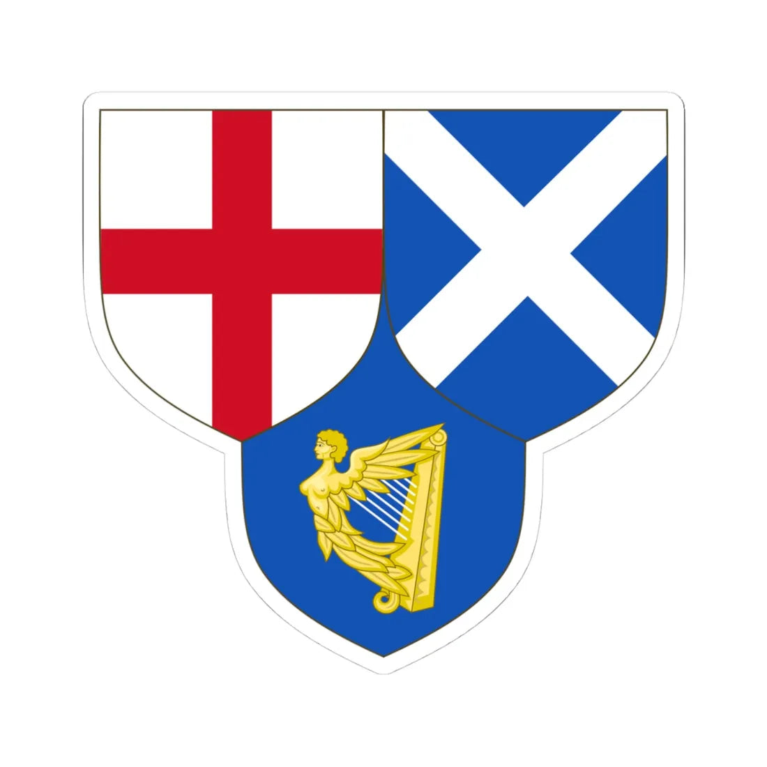 Arms of the Commonwealth of England Scotland and Ireland (United Kingdom) (Coat of Arms) STICKER Vinyl Kiss-Cut Decal 4 Inch White - The Sticker Space