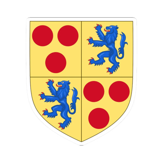 Arms of the House of Courtenay earls of Devon quarterly (England) (Coat of Arms) STICKER Vinyl Kiss-Cut Decal 2 Inch White - The Sticker Space