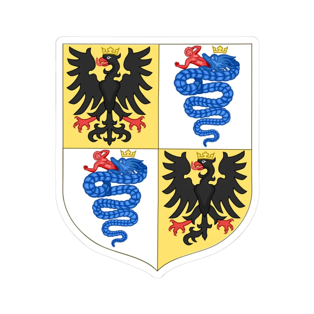Arms of the House of Sforza (Italy) (Coat of Arms) STICKER Vinyl Kiss-Cut Decal 3 Inch White - The Sticker Space