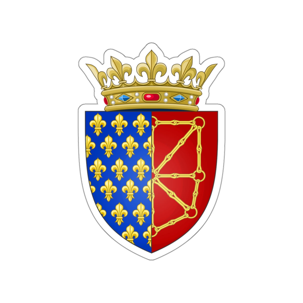 Arms of the Kingdom of France & Navarre STICKER Vinyl Die-Cut Decal-White-The Sticker Space