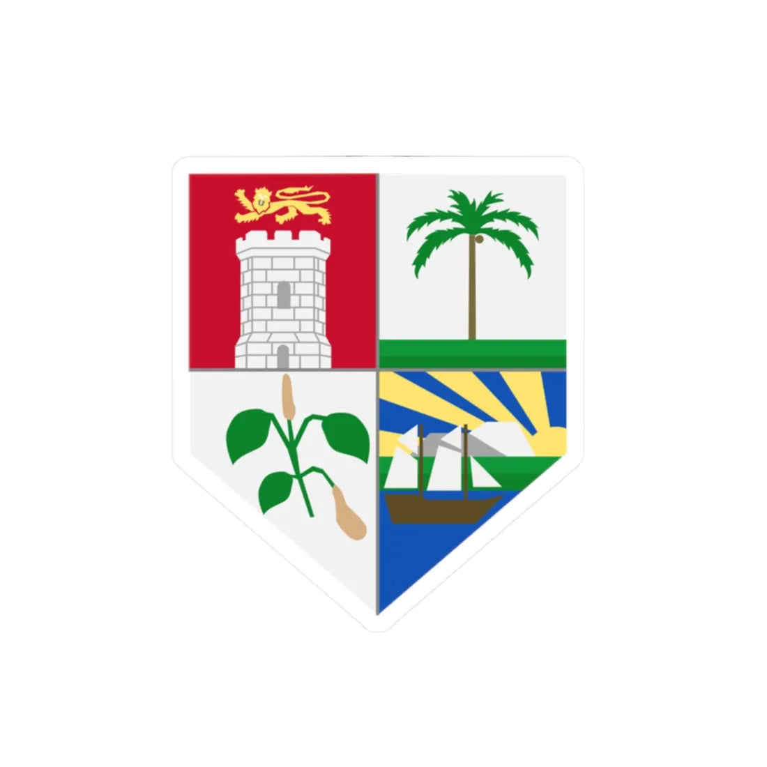 Arms of the Straits Settlements (Singapore) (Coat of Arms) STICKER Vinyl Kiss-Cut Decal 2 Inch White - The Sticker Space