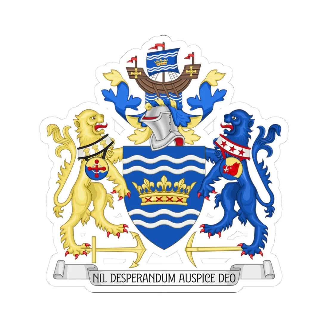 Arms of the Sunderland City Council (England) (Coat of Arms) STICKER Vinyl Kiss-Cut Decal 3 Inch White - The Sticker Space