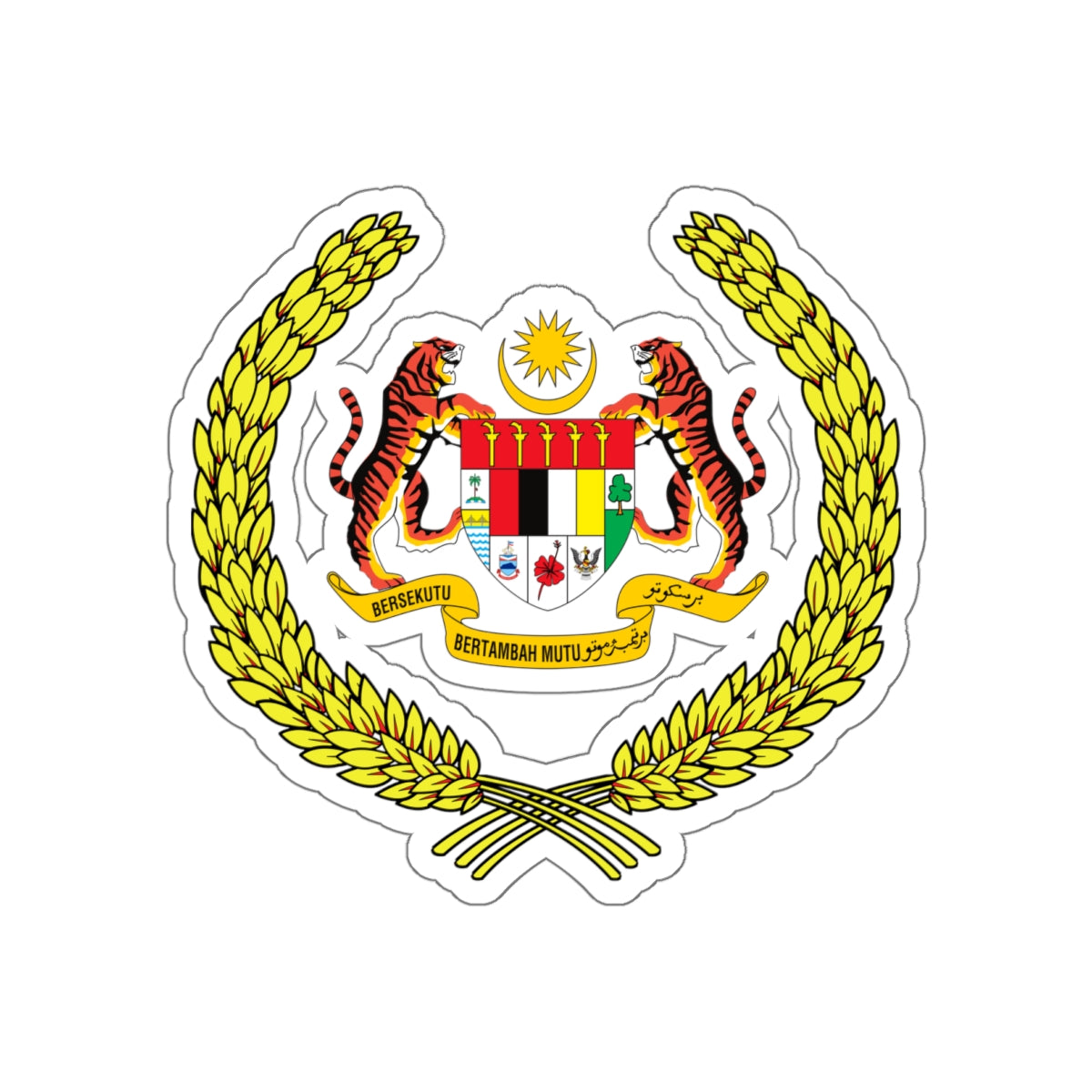 Arms of the Yang di-Pertuan Agong of Malaysia STICKER Vinyl Die-Cut Decal-White-The Sticker Space