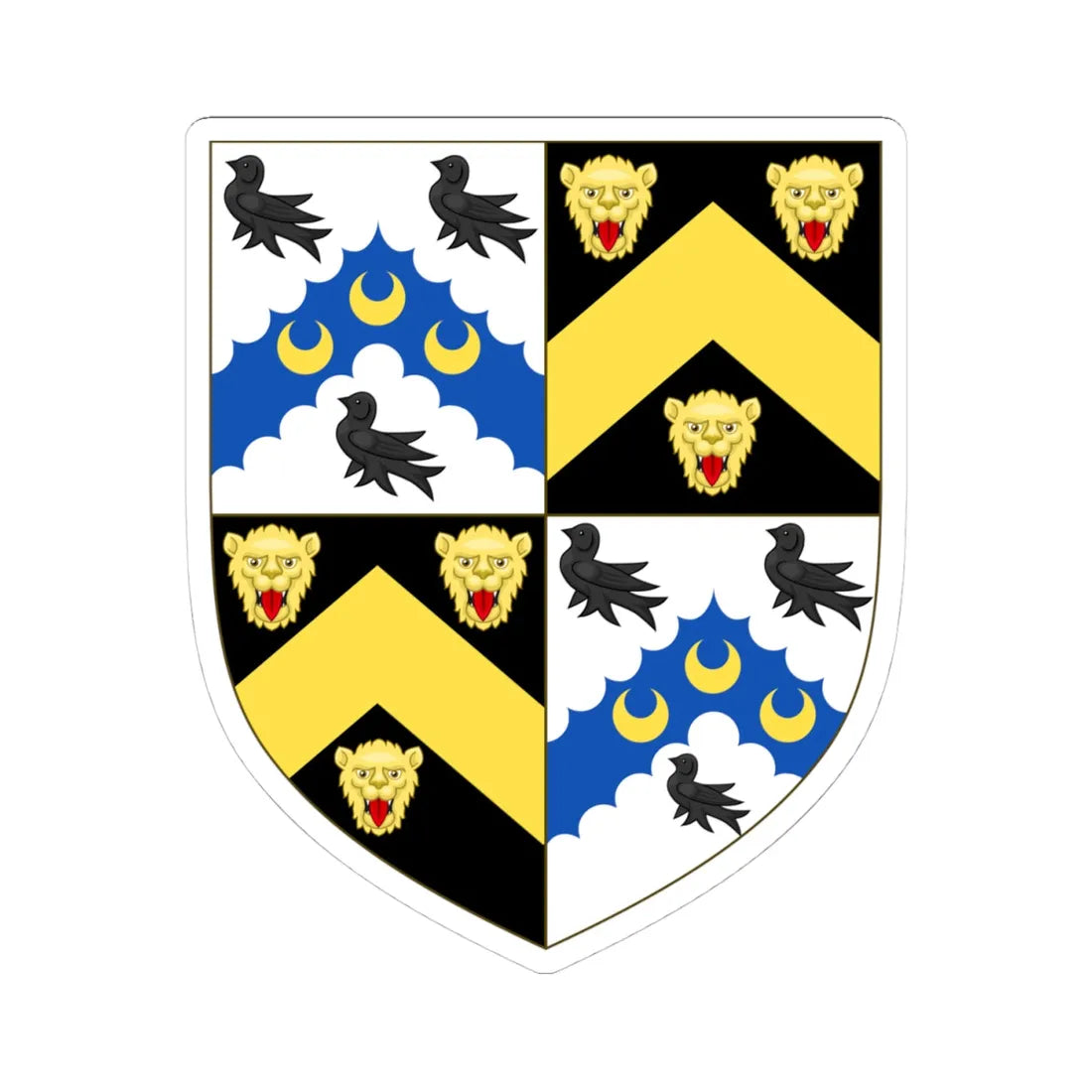 Arms of Watson-Wentworth (England) (Coat of Arms) STICKER Vinyl Kiss-Cut Decal 4 Inch White - The Sticker Space