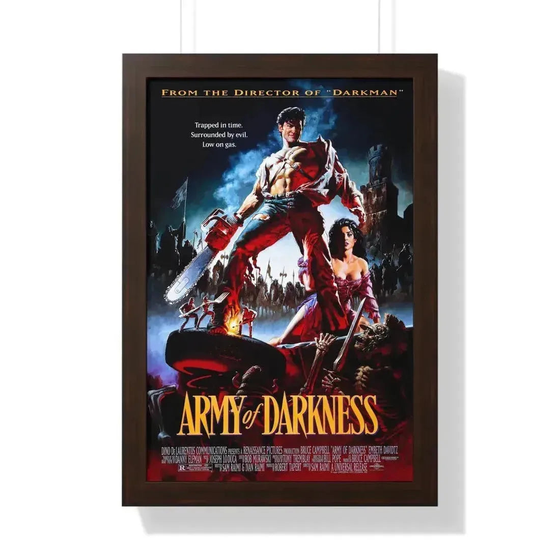 ARMY OF DARKNESS 1992 - Framed Movie Poster 16″ x 24″ Walnut - The Sticker Space