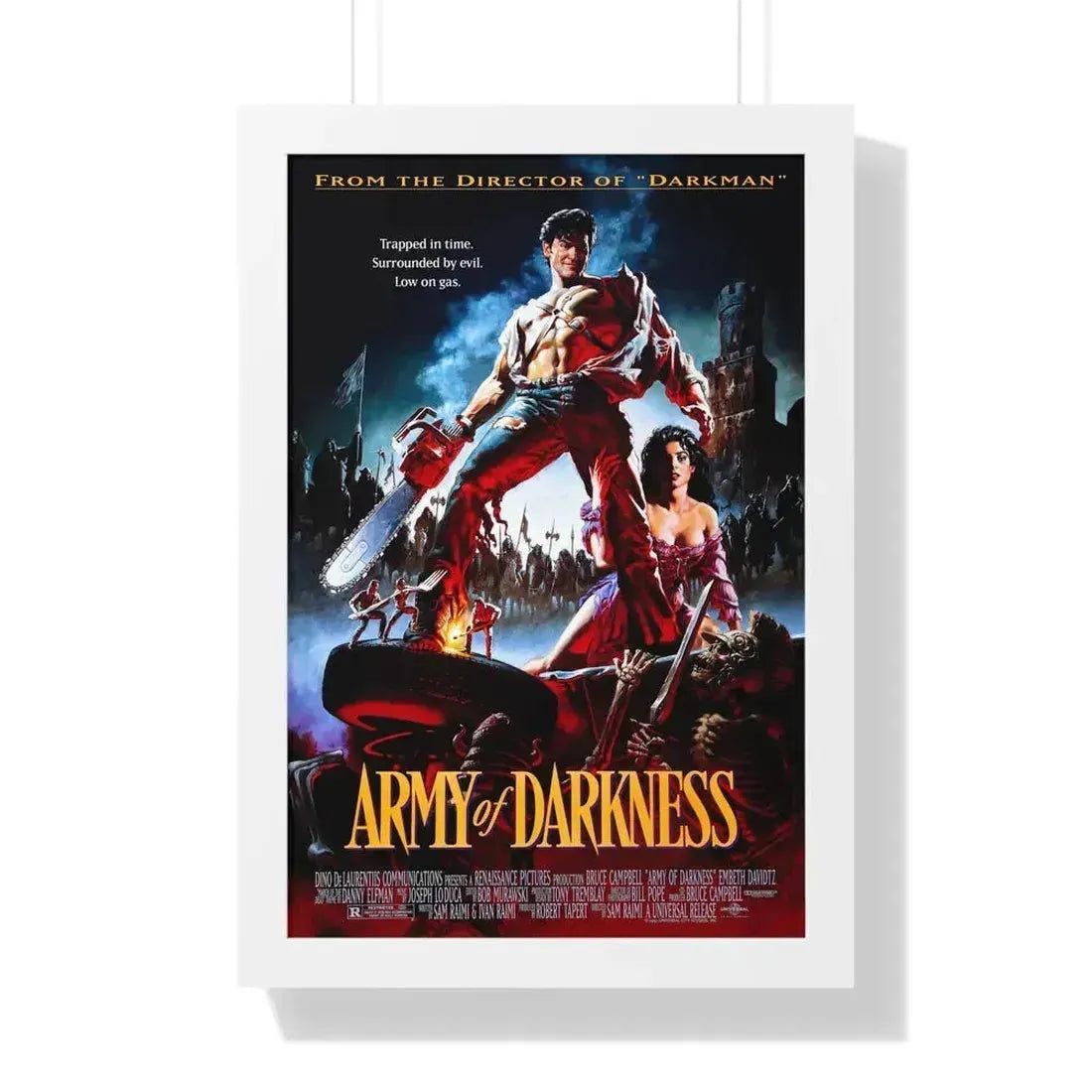 ARMY OF DARKNESS 1992 - Framed Movie Poster 16″ x 24″ White - The Sticker Space