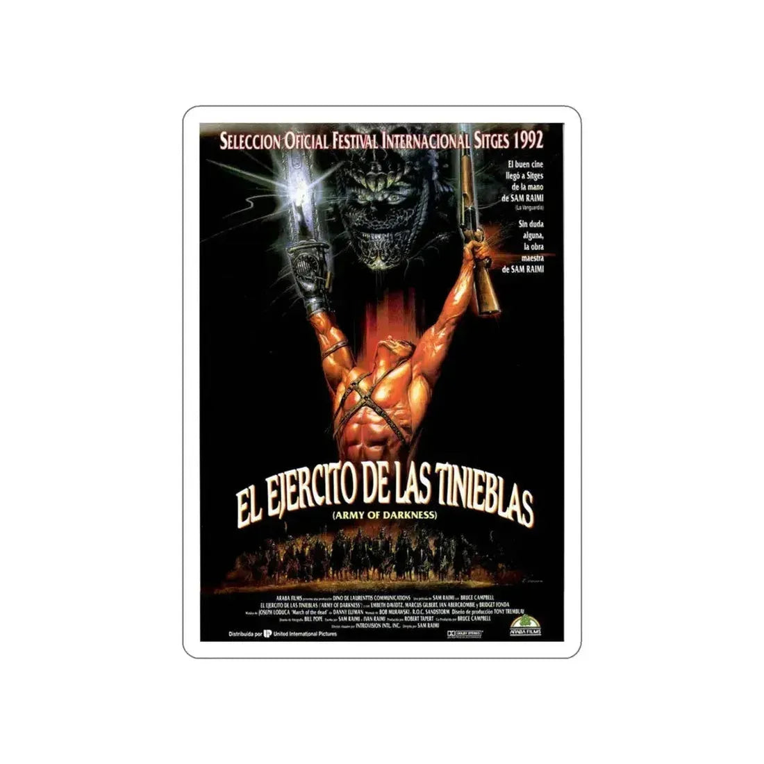 ARMY OF DARKNESS (3) 1992 Movie Poster STICKER Vinyl Die-Cut Decal 4 Inch - The Sticker Space