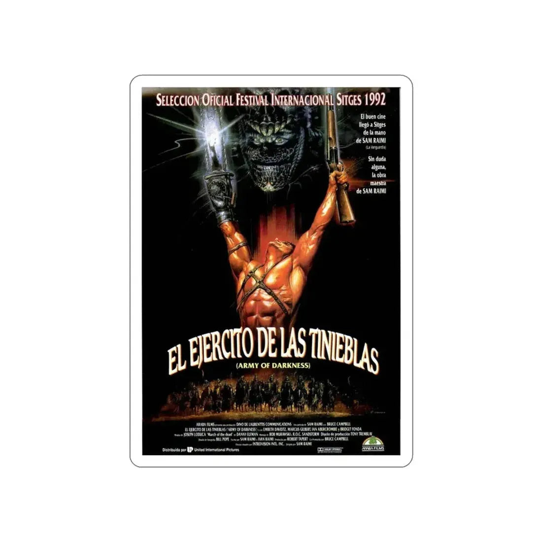 ARMY OF DARKNESS (3) 1992 Movie Poster STICKER Vinyl Die-Cut Decal - The Sticker Space