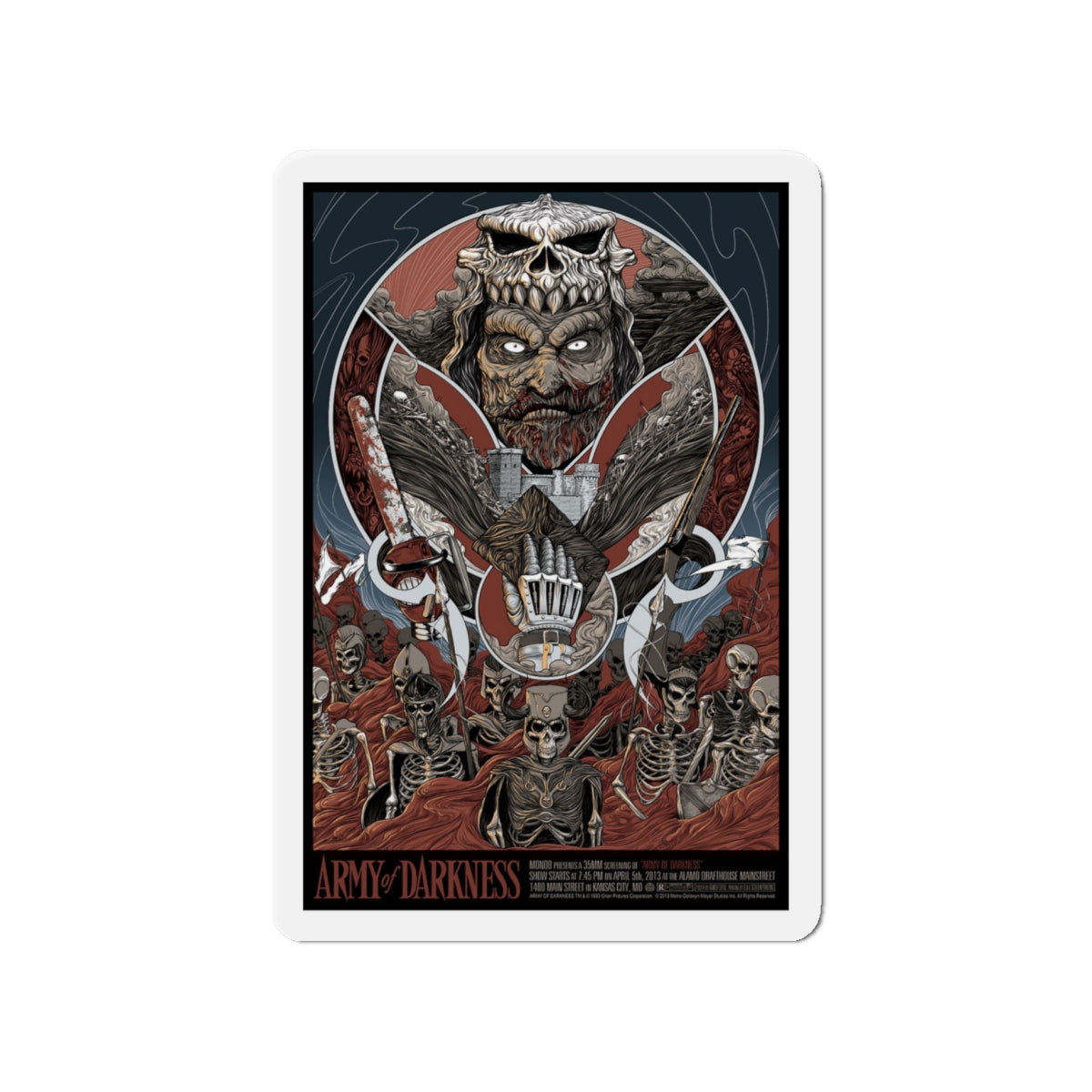 ARMY OF DARKNESS (ALAMO DRAFTHOUSE) 1992 Movie Poster - Die-Cut Magnet-4" x 4"-The Sticker Space