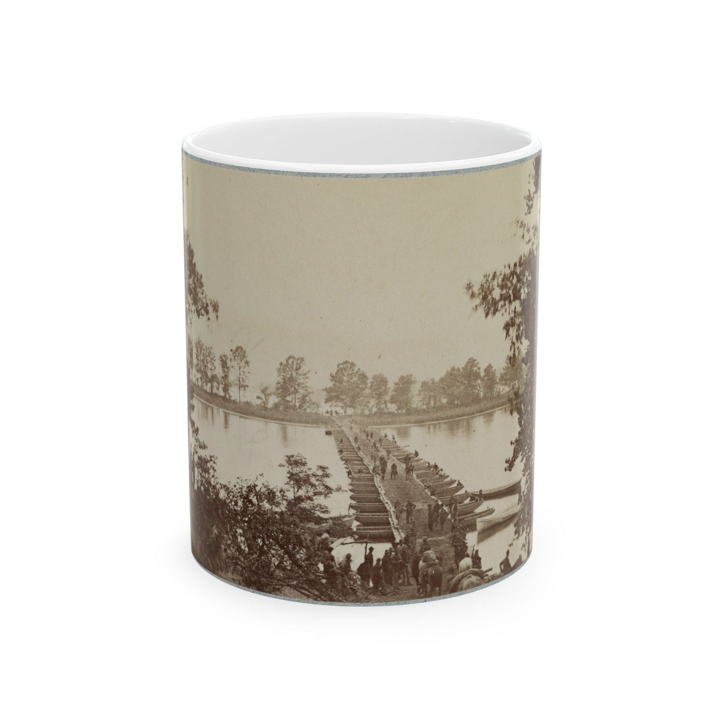 Army Of The James, Pontoon Bridges Across James River At Deep Bottom And Varina 001 (U.S. Civil War) White Coffee Mug