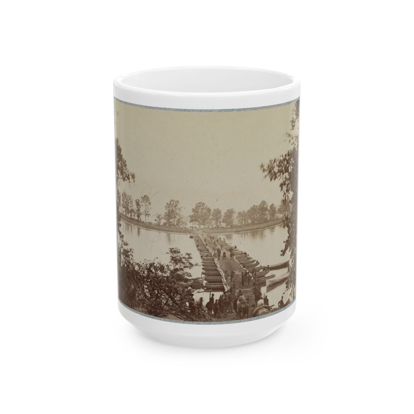 Army Of The James, Pontoon Bridges Across James River At Deep Bottom And Varina 001 (U.S. Civil War) White Coffee Mug