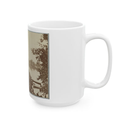 Army Of The James, Pontoon Bridges Across James River At Deep Bottom And Varina 001 (U.S. Civil War) White Coffee Mug