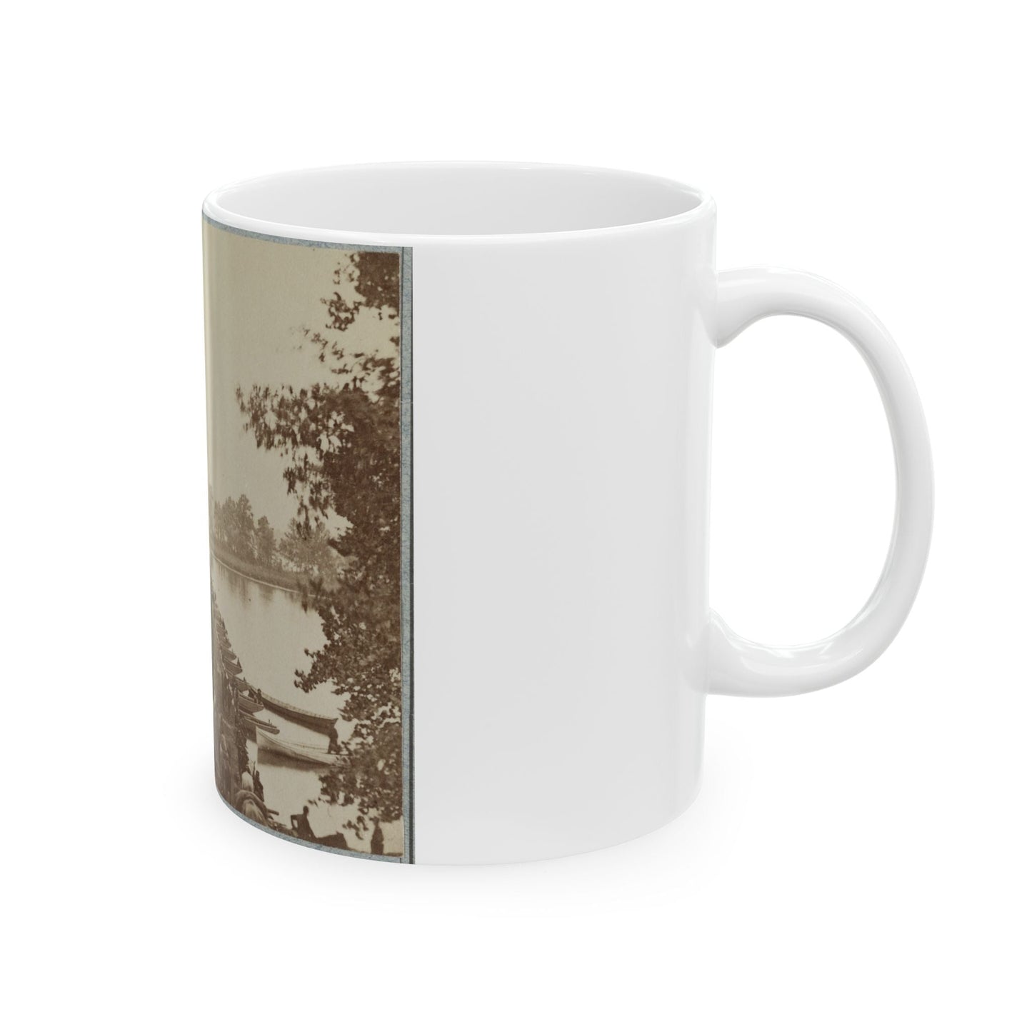 Army Of The James, Pontoon Bridges Across James River At Deep Bottom And Varina 001 (U.S. Civil War) White Coffee Mug