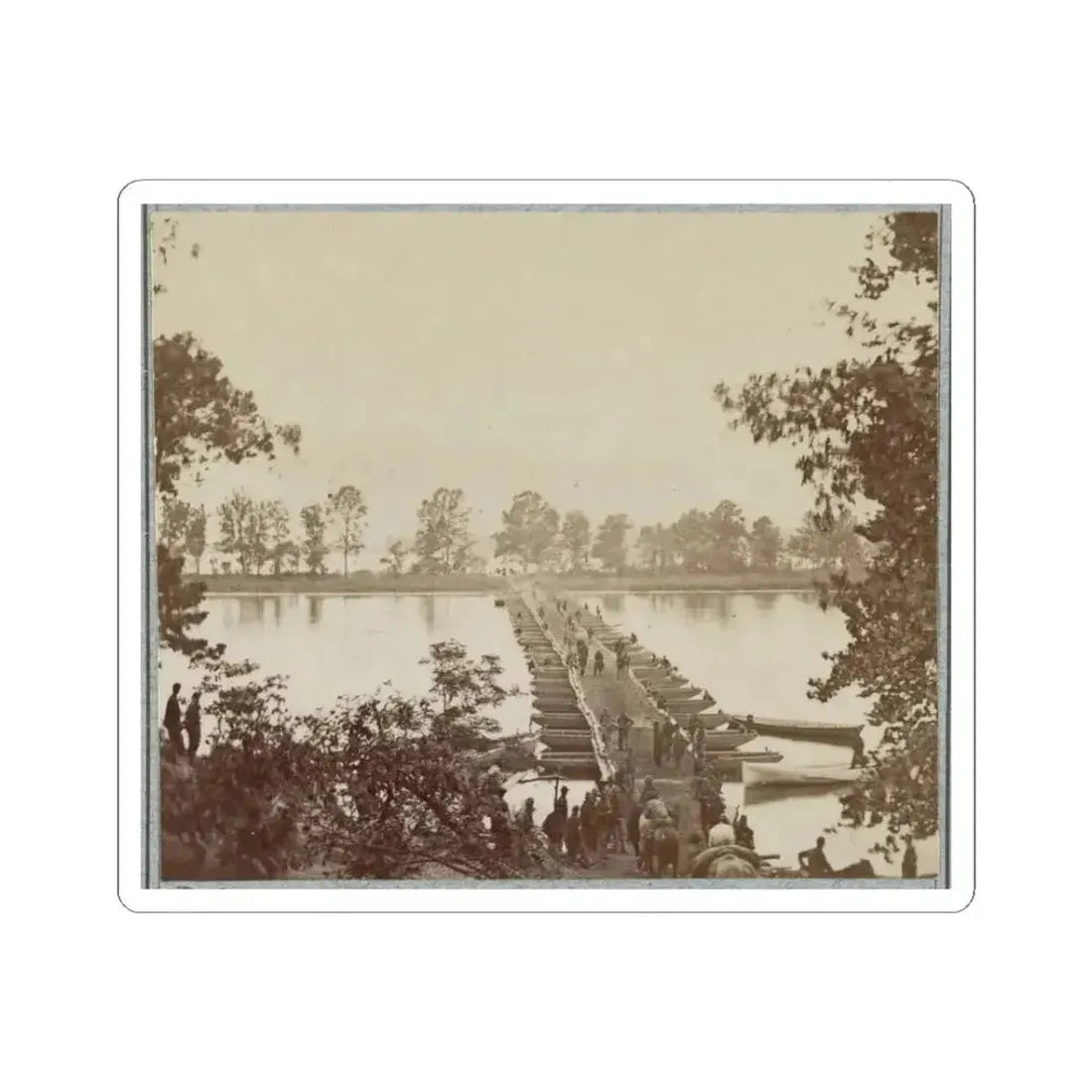 Army of the James, Pontoon Bridges Across James River at Deep Bottom and Varina 001 (U.S. Civil War) STICKER Vinyl Kiss-Cut Decal 3 Inch White - The Sticker Space