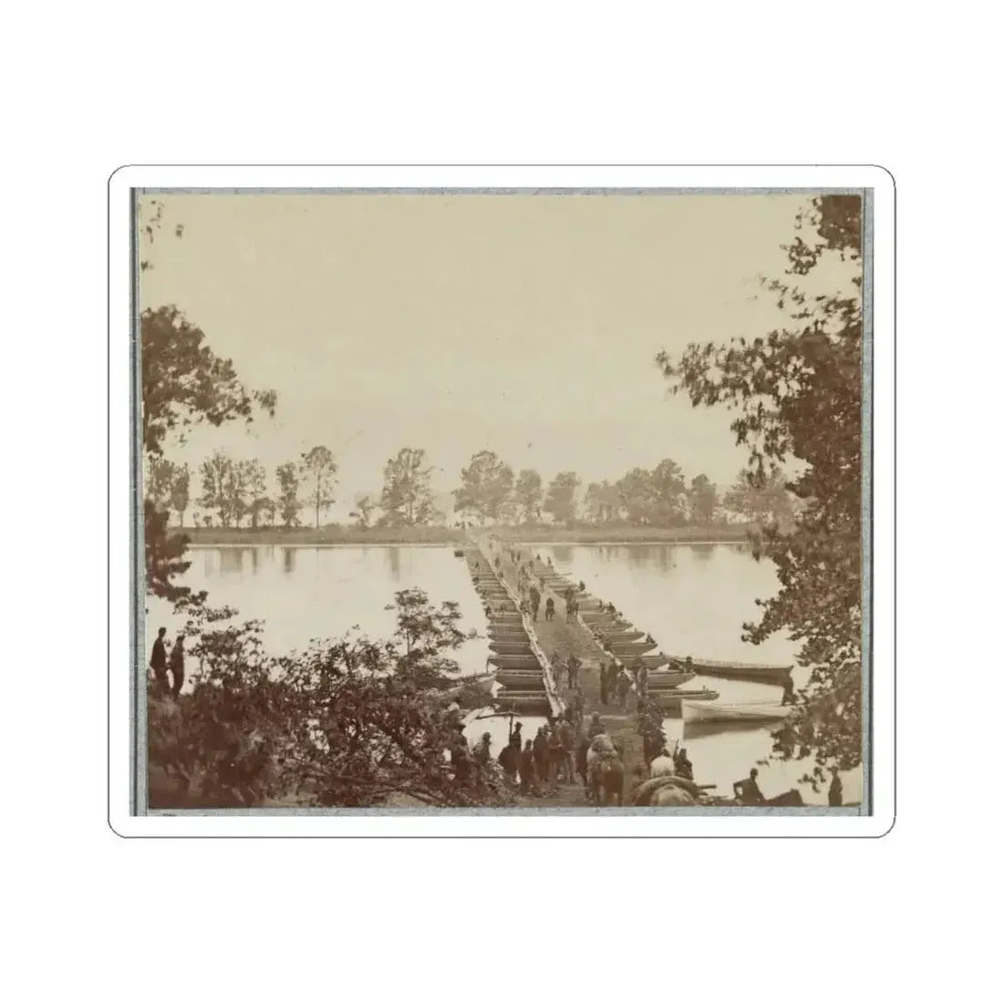 Army of the James, Pontoon Bridges Across James River at Deep Bottom and Varina 001 (U.S. Civil War) STICKER Vinyl Kiss-Cut Decal 4 Inch White - The Sticker Space