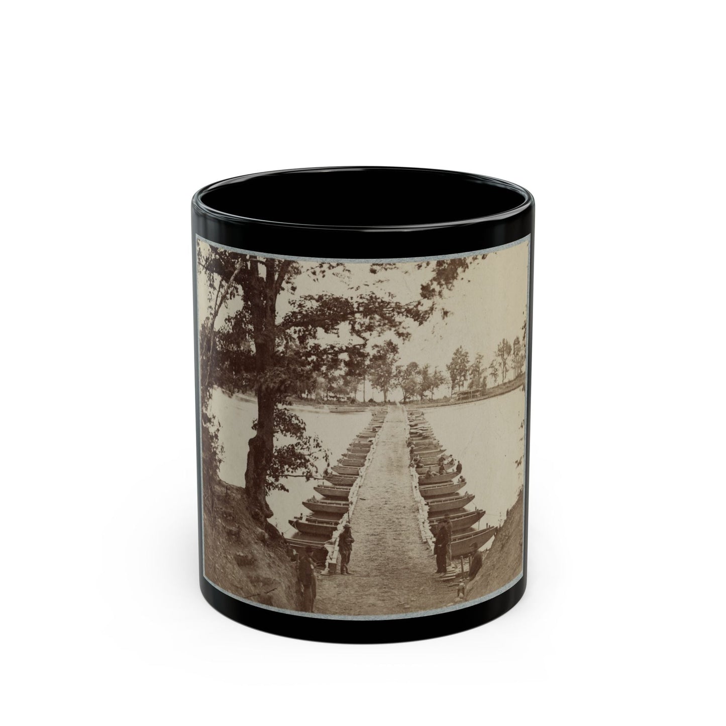 Army Of The James, Pontoon Bridges Across James River At Deep Bottom And Varina 002 (1) (U.S. Civil War) Black Coffee Mug