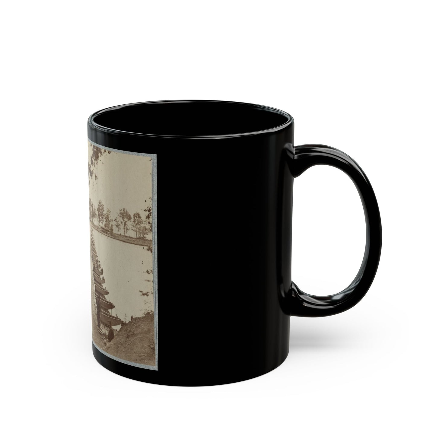 Army Of The James, Pontoon Bridges Across James River At Deep Bottom And Varina 002 (1) (U.S. Civil War) Black Coffee Mug