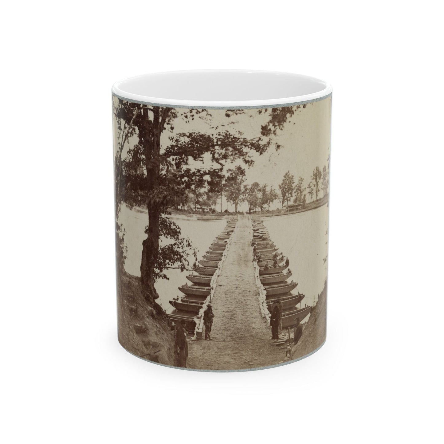 Army Of The James, Pontoon Bridges Across James River At Deep Bottom And Varina 002 (1) (U.S. Civil War) White Coffee Mug